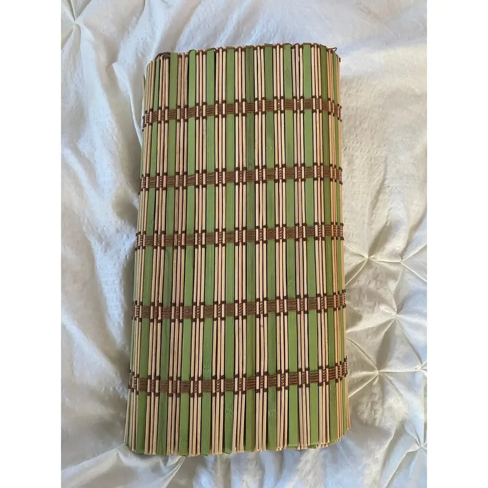 Set of 5‎ Natural & Green Reed Bamboo Placemats 22